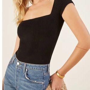 Reformation Bardot Top Black Small
